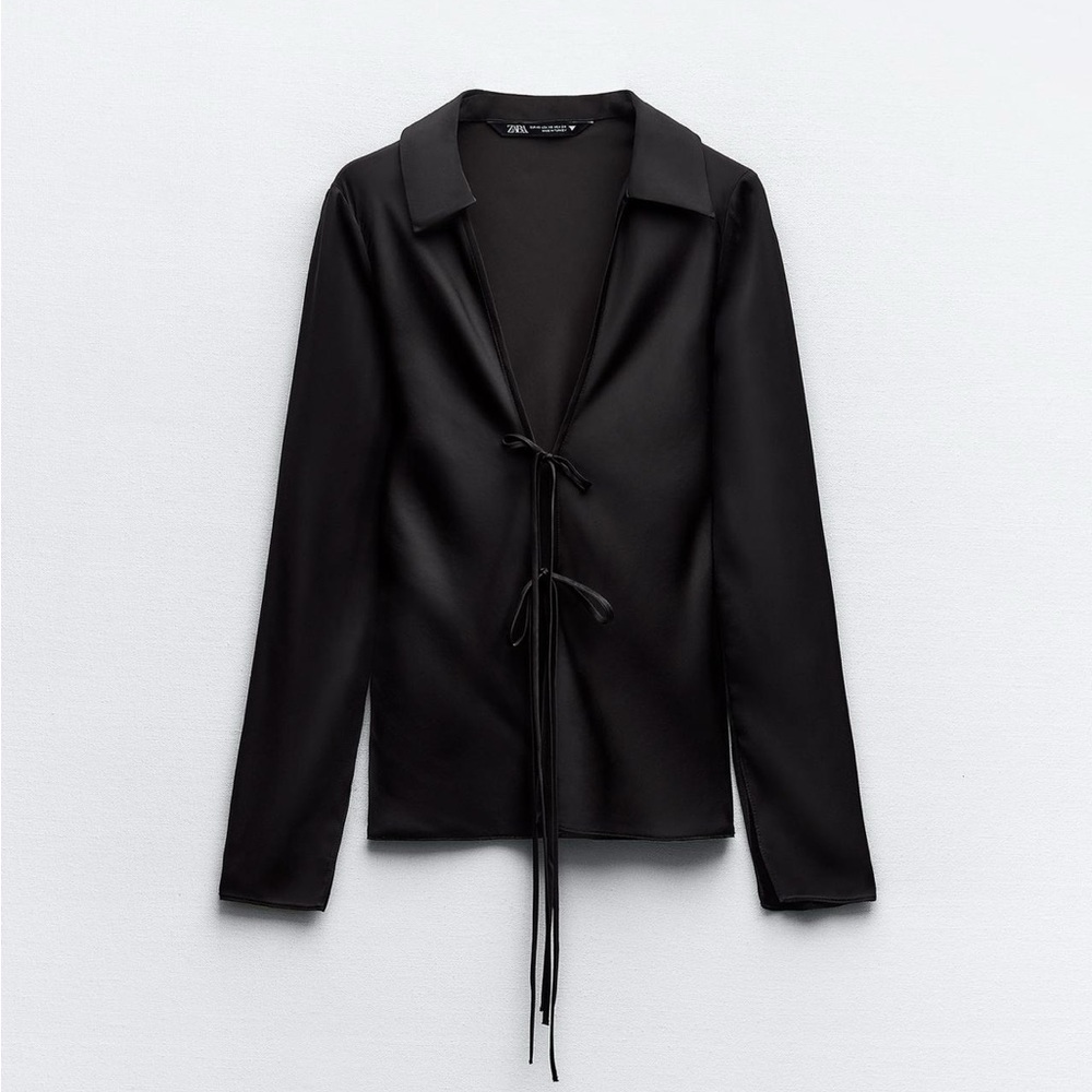 NWT Zara Satin Effect Shirt with Ties